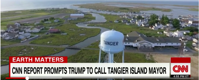 risks to Tangier Island became national news in 2017 when President Trump called 