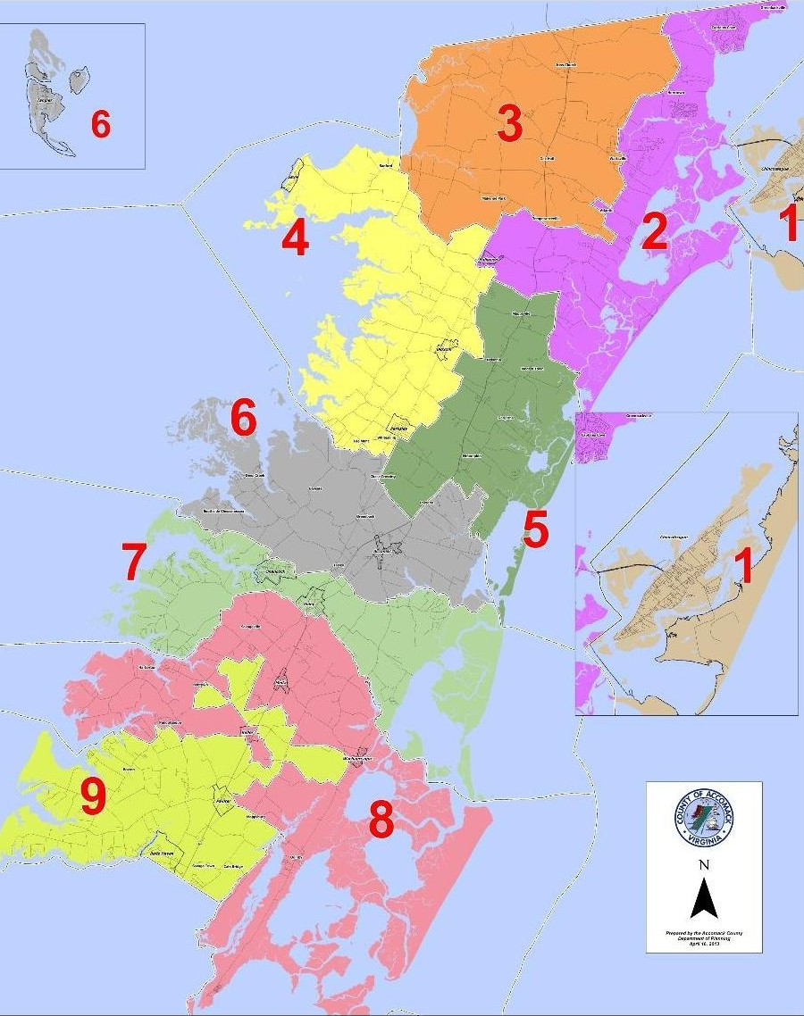 in Accomack County, the Town of Tangier is part of Magisterial District 6