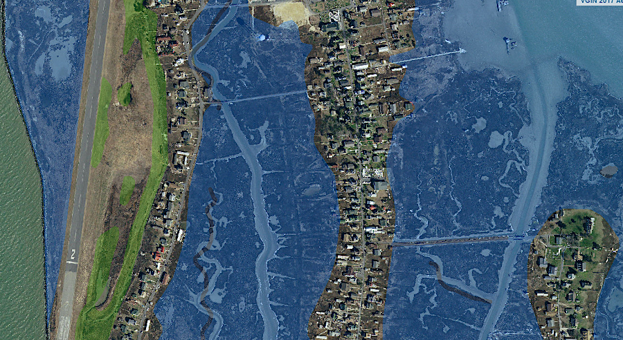 houses on Tangier Island are on the higher ridges, not in the lower wetlands