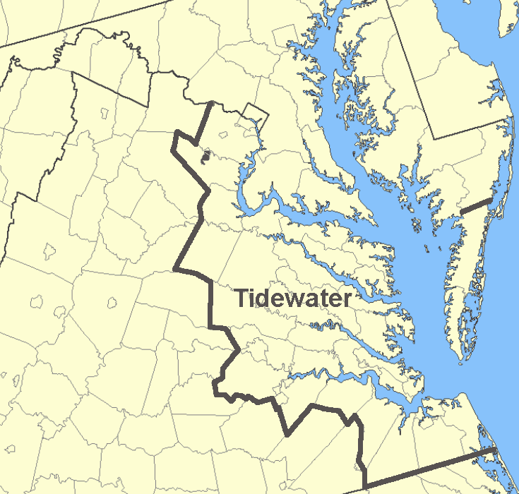 as defined by the Code of Virginia, Loudoun County and the cities of Manassas and Manassas Park are not included within Tidewater