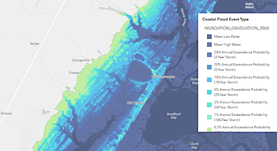 by 2060, barrier islands and shoreline communities on the eastern side of the Eastern Shore are predicted to disappear