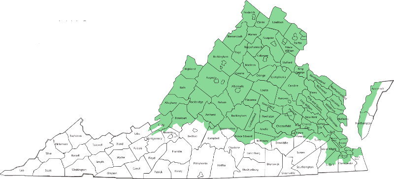 Chesapeake Bay watershed (shaded green)