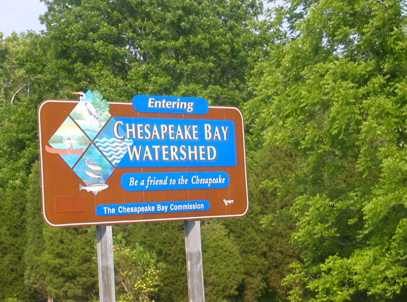 welcome to Chesapeake Bay watershed sign on I-81