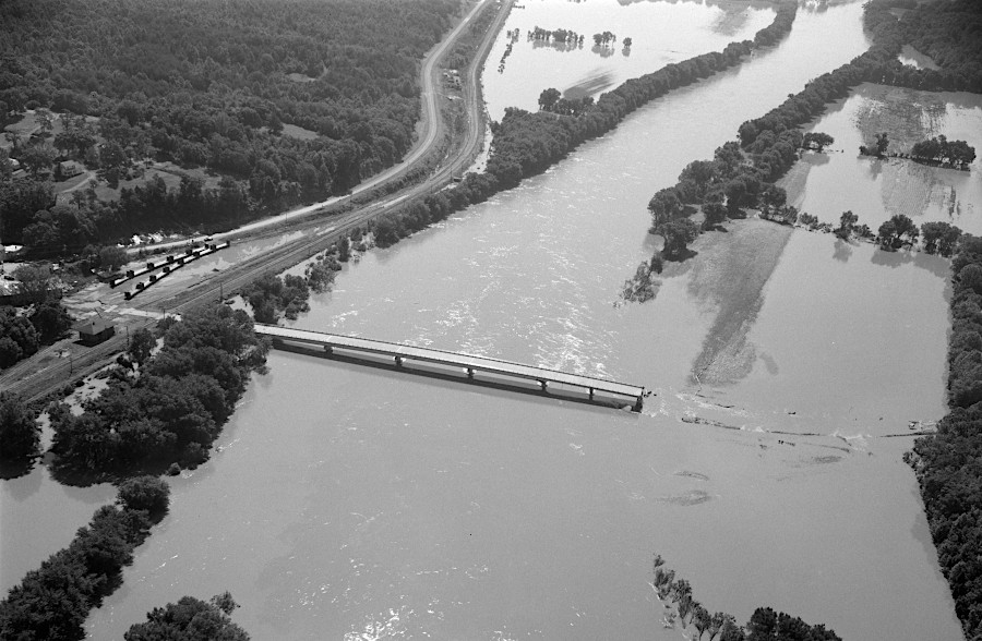 Route 690 at Columbia  was closed when the James River Bridge was washed out