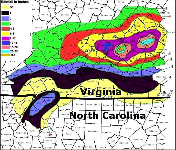 Hurricane Camille stalled over Nelson County and dropped nearly 30 inches in rain in one evening