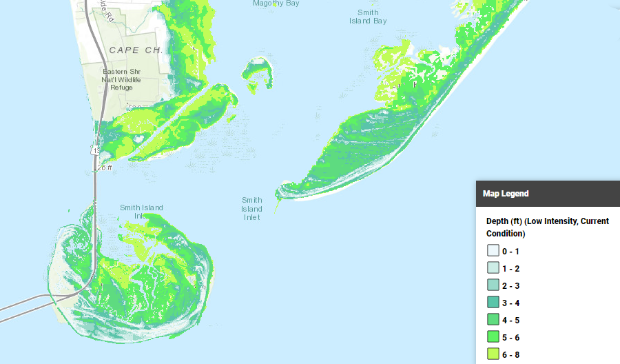 the storm surge from a Class 1 hurricane might not cover Route 13 in Northampton County, but emergency planners assume the Chesapeake Bay Bridge-Tunnel will be closed due to high winds