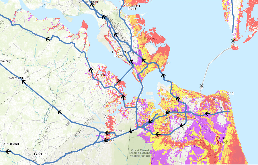 Hampton Roads evacuation routes in 2014 assumed the Chesapeake Bay Bridge-Tunnel will be closed and no one should flee to the Eastern Shore