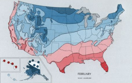 the minimum temperature in November-March show how Hampton Roads stays warmer, thanks to the mitigating impact of the nearby water