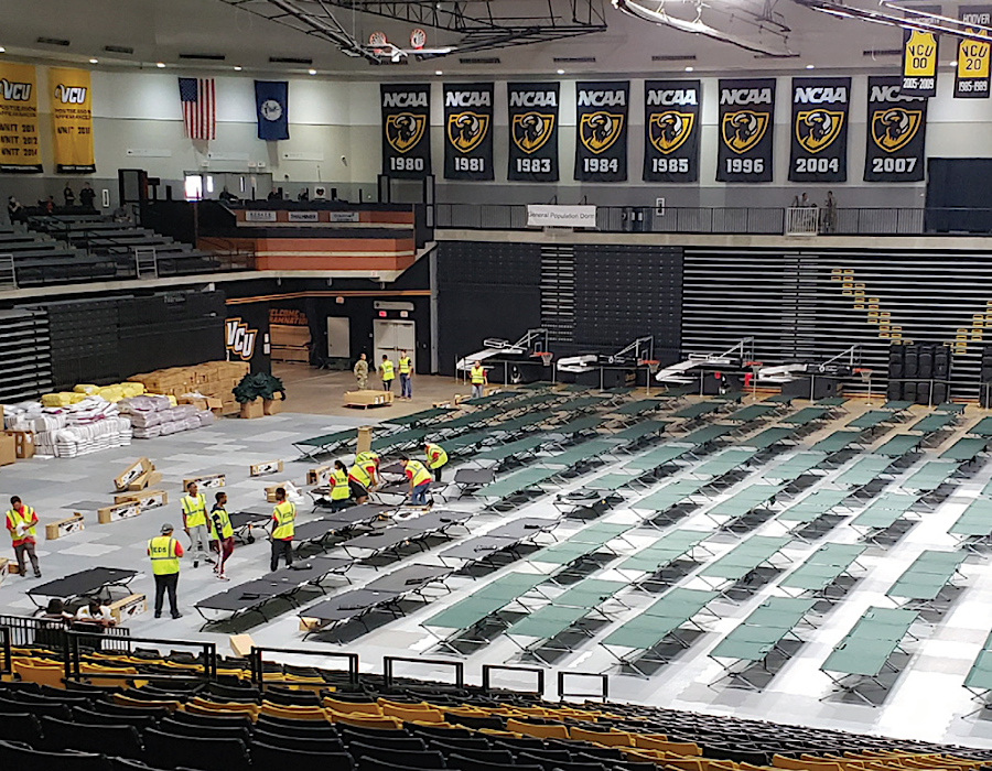 the Siegel Center at Virginia Commonwealth University was converted into an emergency shelter for Hurricane Florence evacuees