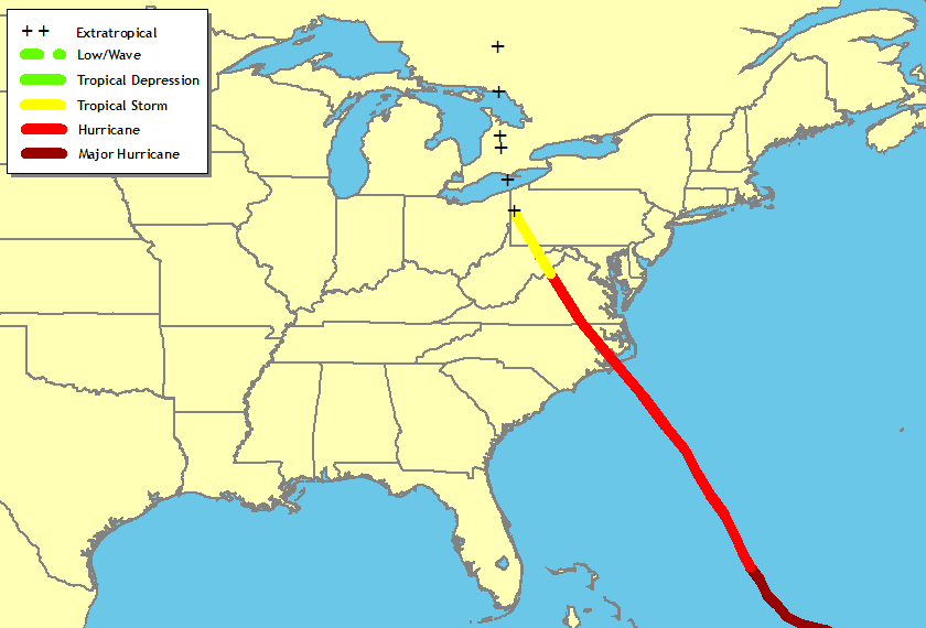 Hurricane Isabel crossed Virginia, and heavy rain affected areas far from the coastline