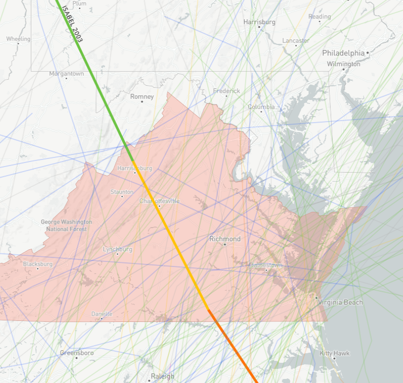 Hurricane Isabel moved from Hampton Roads through the Shenandoah Valley