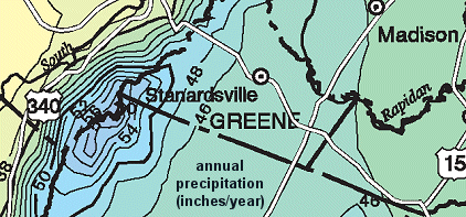 rainfall map of Greene County