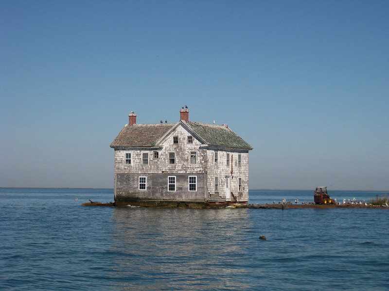 the last house on Maryland's Holland Island, built in 1888, washed away in 2010