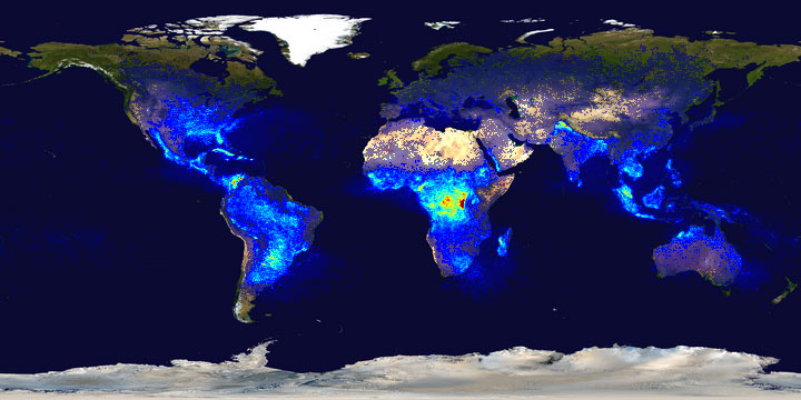 lightning is most common in central Africa and northern Venezuela, and least common at the North/South poles