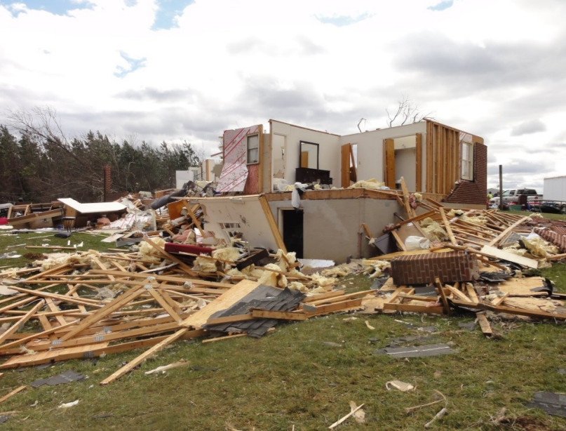 the EF-3 tornado in February, 2016 started its track on the ground near the community of Evergreen in Appomattox County