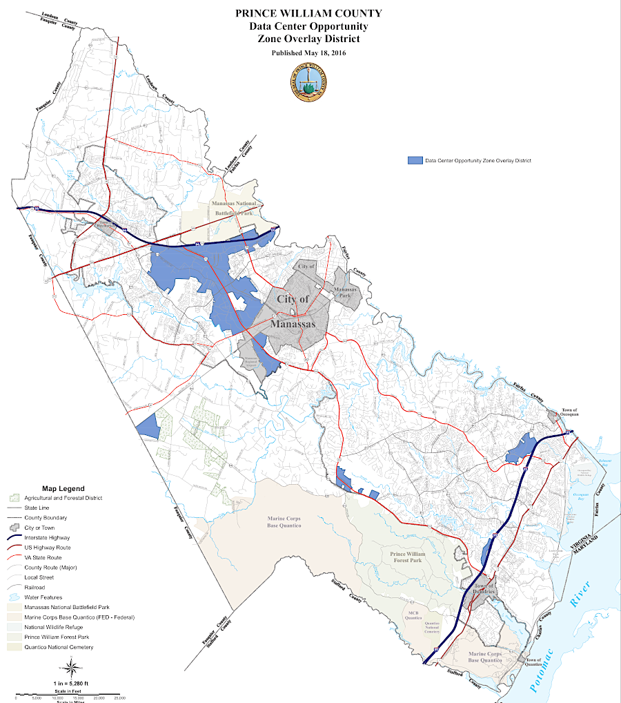Prince William County defined an overlay district where new data centers would be authorized in the zoning process