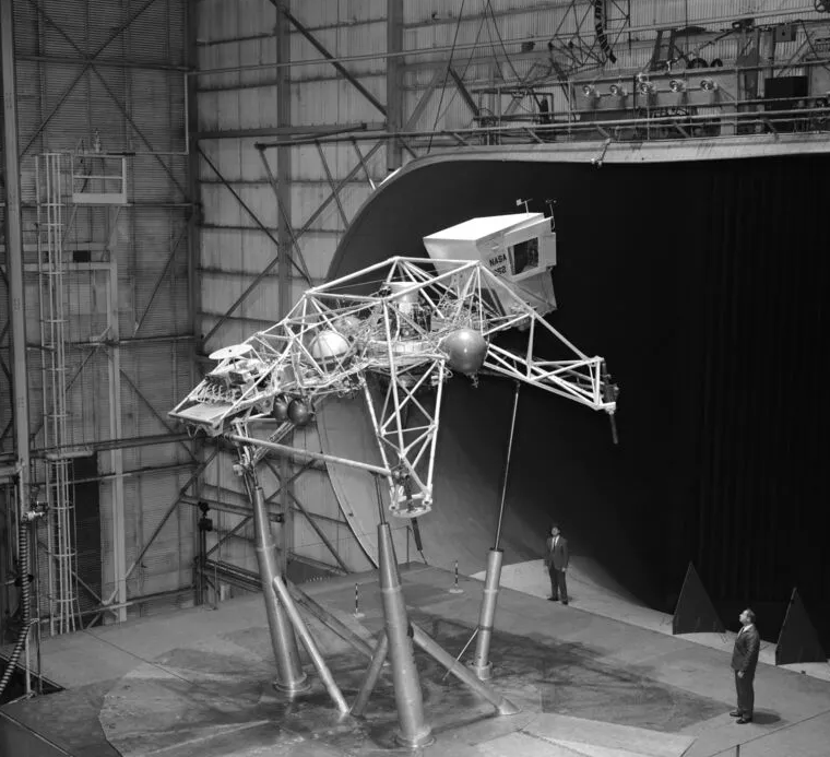 the Full-Scale Tunnel tested the aerodynamics of the Lunar Landing Research Vehicle, after one crashed in 1968 and Neil Armstrong had to parachute to safety