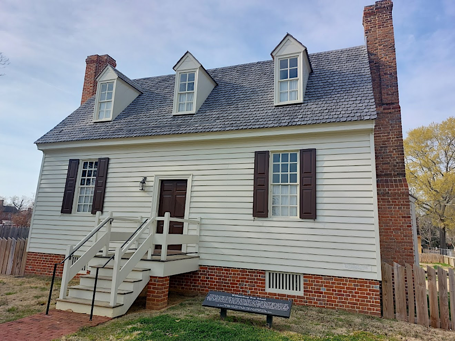 the Bray School, after being moved and restored in Williamsburg