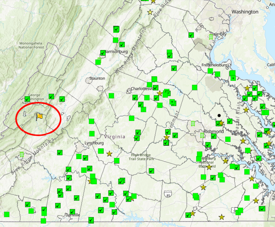 Rocky Forge Wind was the one onshore wind project in Virginia in 2022, surrounded by multiple solar projects in different stages of development