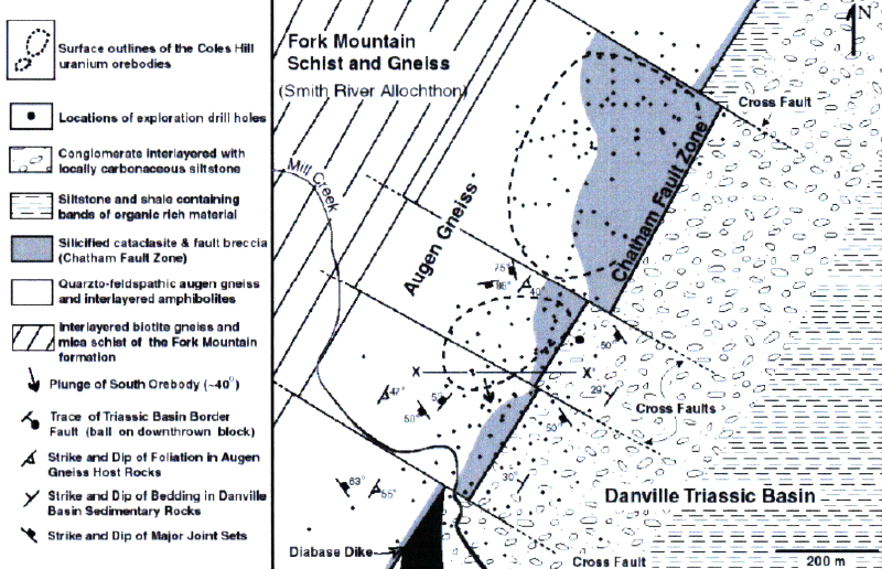 uranium at Coles Hill is located just west of the Danville Basin