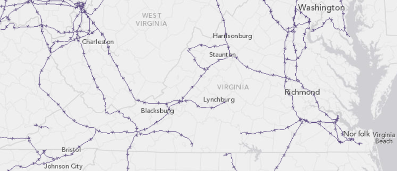 Virginia imports electricity since it uses more than it produces, through a grid that includes high-voltage power lines at 345kV or greater