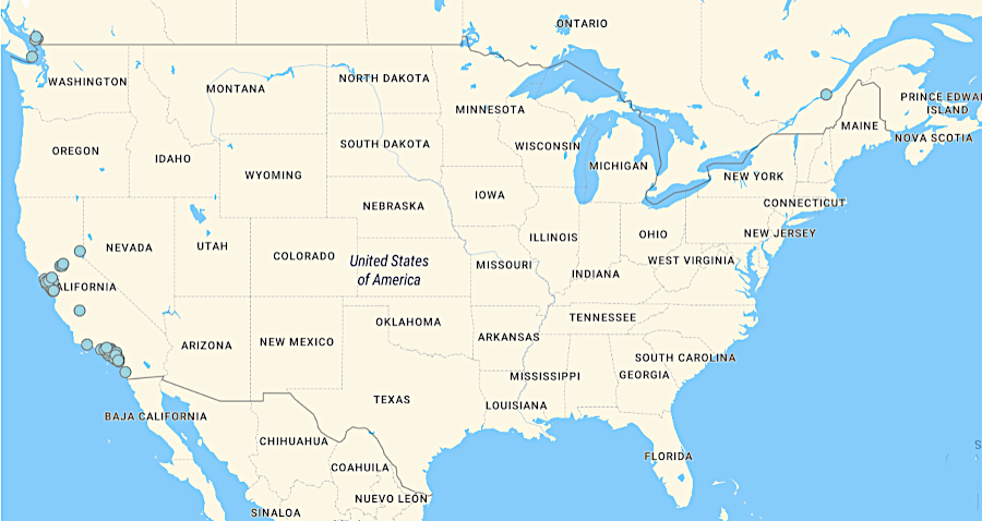 in 2022, the only hydrogen fueling stations in North America were in California and Canada