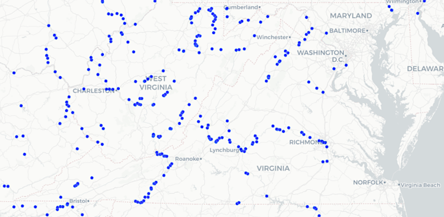 Virginia has multiple sites with theoretical potential for small hydropower projects