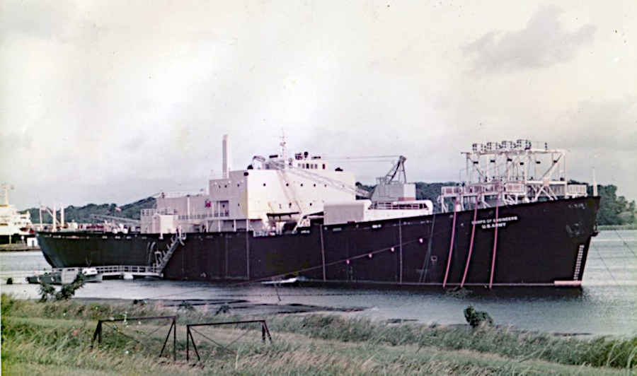 the MH-1A (Mobile, High Power, Field Implementation) nuclear reactor was incorporated into a new center section for a former WWII Liberty Ship SS Charles H. Cugle
