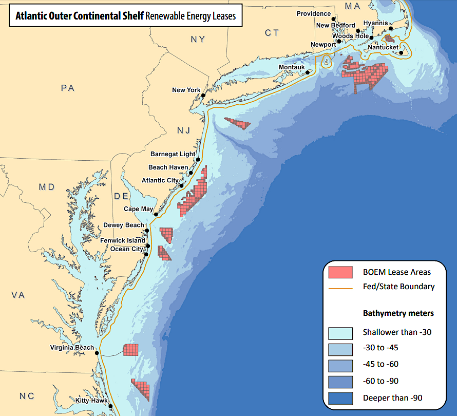 by 2020, the Federal government had leased multiple sites on the Outer Continental Shelf for offshore wind projects
