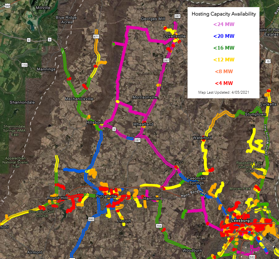 if solar generating facilities were built in western Loudoun County in 2021, there was transmission capacity to move electricity to data centers near Ashburn