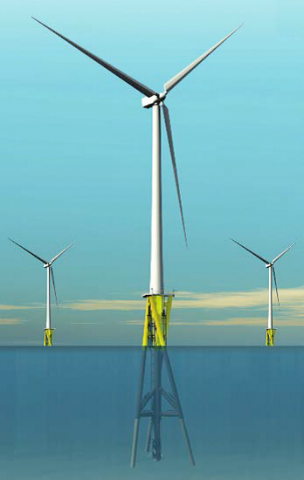 a twisted jacket foundation will be less expensive for Dominion Power's two wind turbines, 26 miles offshore