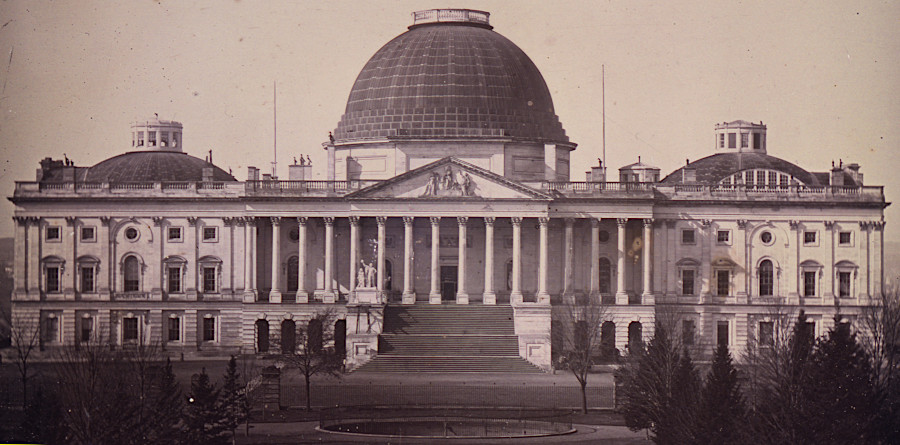 the original exterior and columns on the East Front of the Capitol were made from Aquia sandstone