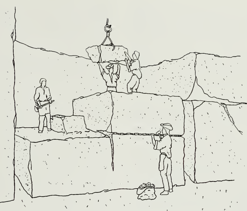 quarrying Aquia sandstone between 1791-1825 required human muscle and simple equipment for lifting and moving stones