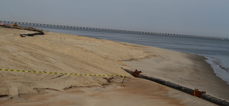 sand dredged from the Lynnhaven Inlet channel after Superstorm Sandy in 2012 was used to replenish the beach from the Lynnhaven Inlet to Chic's Beach