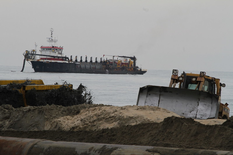 sand for the 2013 Virginia Beach Hurricane Protection Beach Renourishment Project (Big Beach) was brought by a hopper dredge navigational channels north of Cape Henry