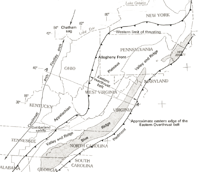 the Blue Ridge was thrust to the west when Africa collided with North America