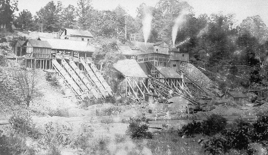 the Cabin Branch Pyrite Mine, now in Prince William Forest Park, produces sulfur from 1889-1920