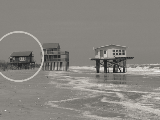 structures on Cedar Island on May 8, 2004