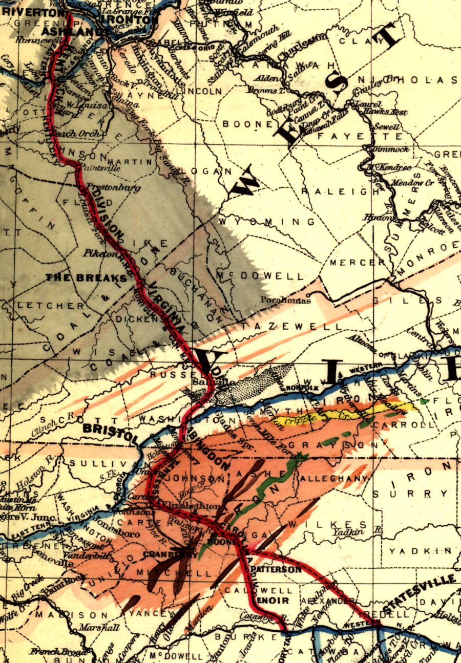 the Clinchfield Railroad built its line connecting Kentucky and Virginia coal fields through The Breaks