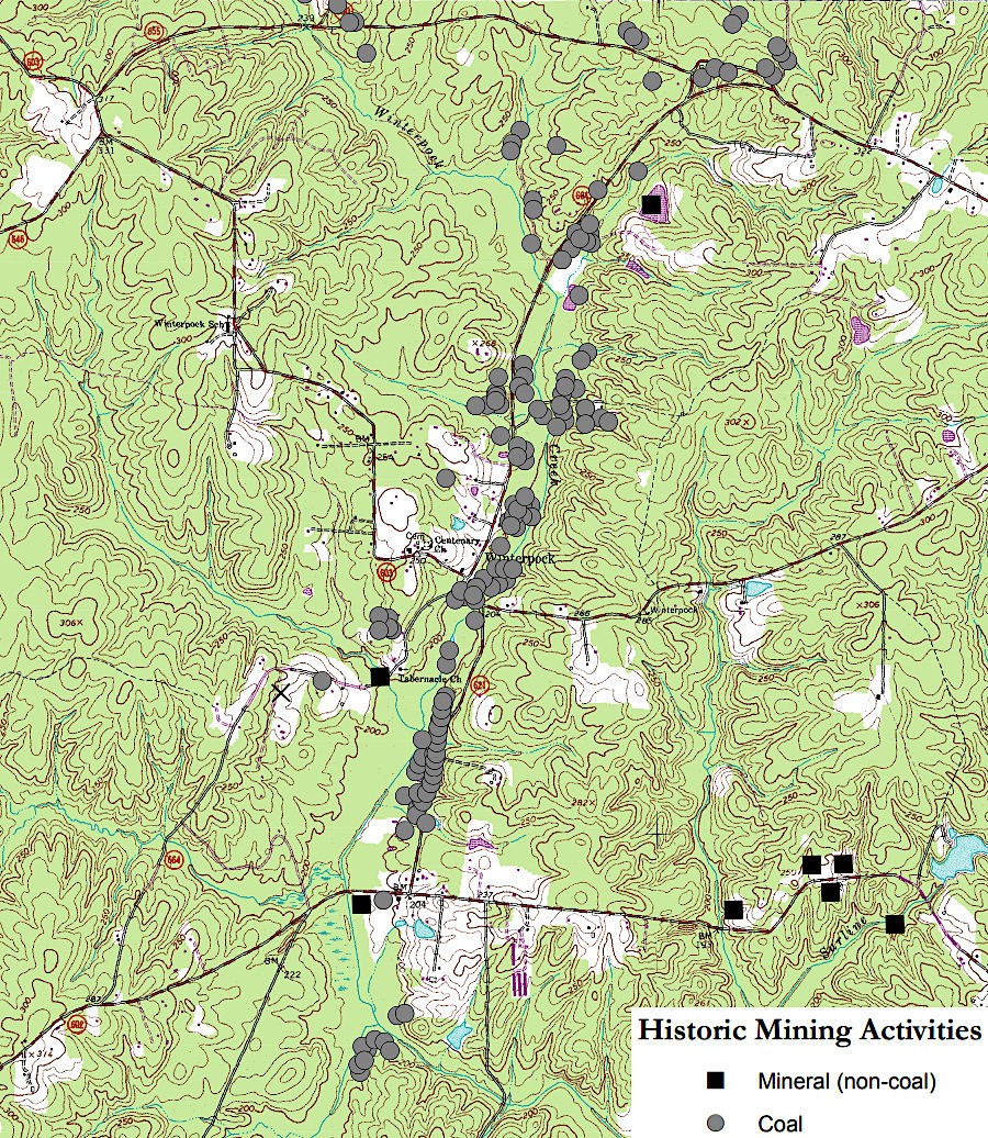 coal mines were common around Winterpock in Chesterfield County