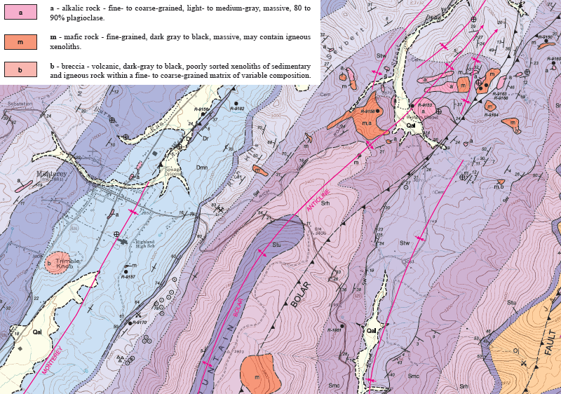Eocene volcanics west of Harrisonburg and Staunton are evidence of the last volcanic activity in Virginia