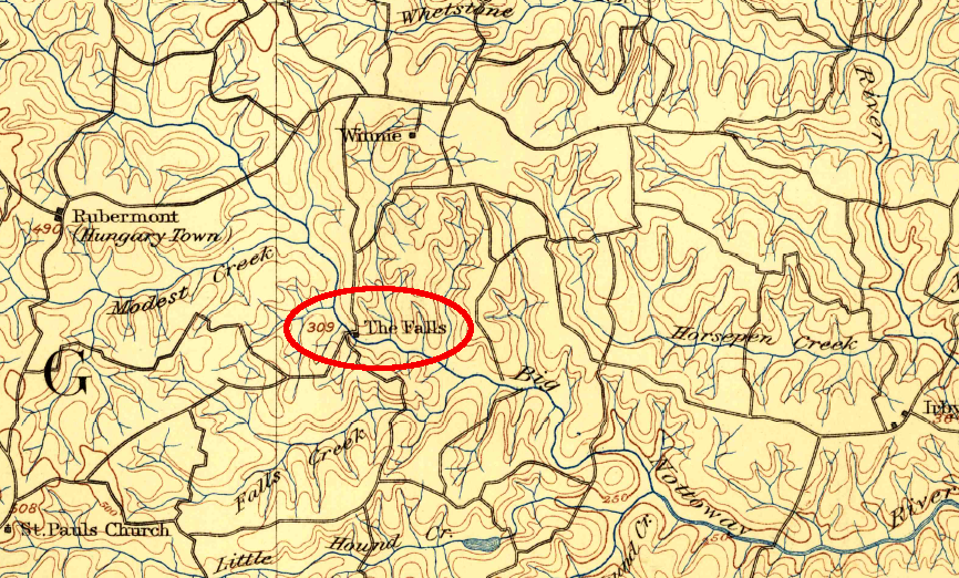 Nottoway Falls was noted on the 1891 topographic map of the area