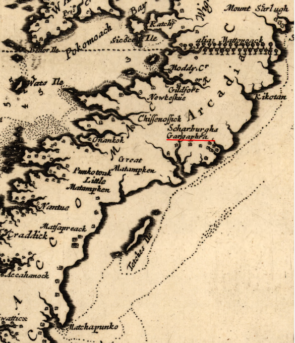 Gargaphia Plantation, site of Col. Edmund Scarborough's saltmaking operations, was recorded as Scharburgs Gargaphra in 1670