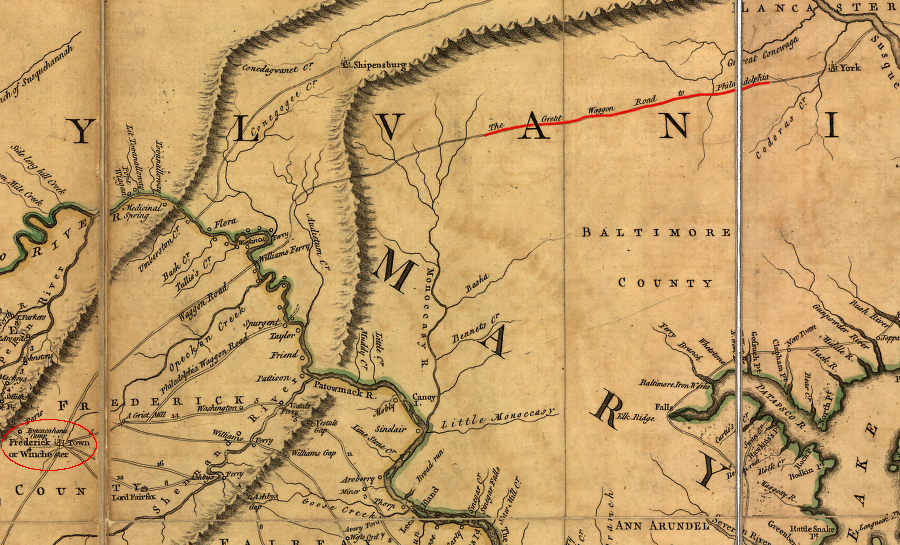 west of the Blue Ridge, trade went to Philadelphia along the Great Wagon Road rather than east to the Tidewater ports on the Fall Line in Virginia