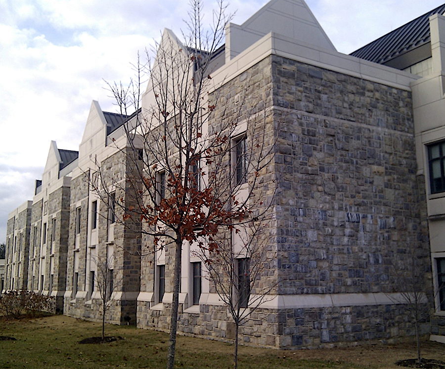 Virginia Tech uses dolomite known as Hokie stone to clad nearly all of its building on the campus at Blacksburg