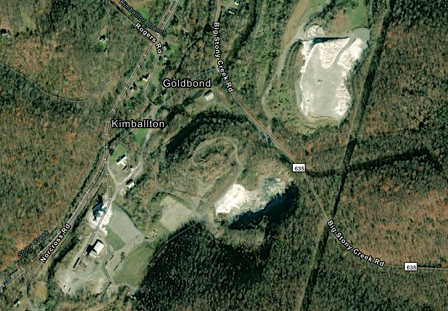 the Kimballton  mine in Giles County is underground, with kilns which burn the limestone visible on the surface
