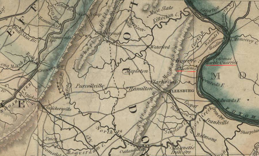 the limestone deposits in Loudoun County were mined primarily for agricultural lime prior to the Civil War