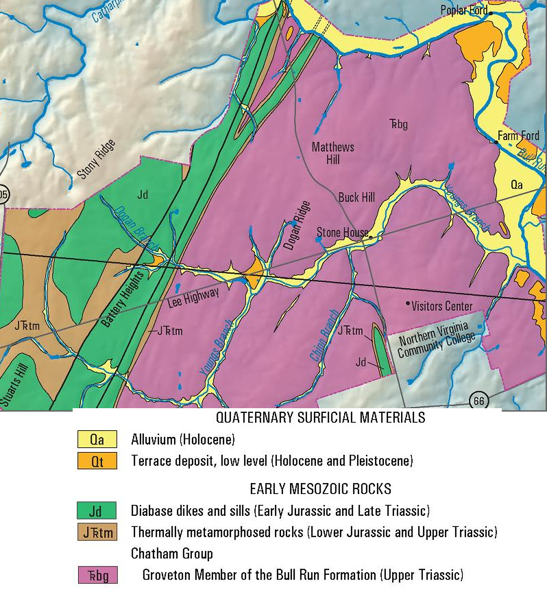geology of Manassas National Battlefield Park