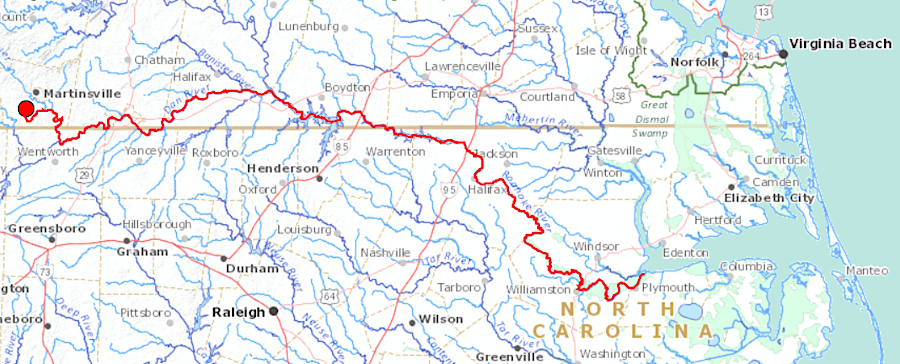 Marrowbone Creek carries sediments from the Blue Ridge downstream to, ultimately, the Atlantic Ocean