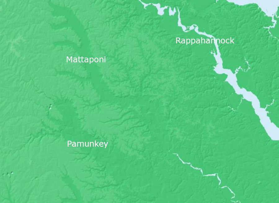 tributaries of the Pamunkey and Mattaponi rivers have etched valleys in the Piedmont physiographic province